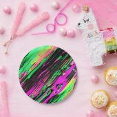 グリーンとパープルスワールアートプレート ペーパープレート (パーティー)