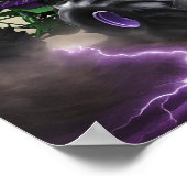 グリーンとパープルモンスタートラック名前をカスタムするポスター ポスター (角)