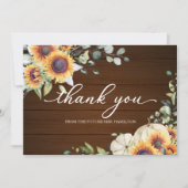 グリーンとヒマワリの秋のブライダルシャワー感謝カード 招待状 (正面)