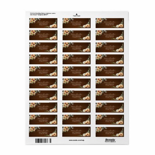 グリーンとヒマワリの秋のブライダルシャワー ラベル (フルシート)