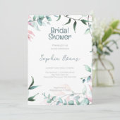 グリーンとピンクのグリーンホワイト ブライダルシャワー 招待状 (スタンド正面)