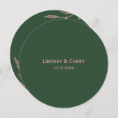 グリーンとピンクのゴールドリーフRSVPカード2 (正面/裏面)