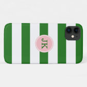 グリーンとピンクのストライプモノグラム Case-Mate iPhoneケース (裏面(横))