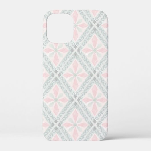 グリーンとピンクのパステル ダイヤモンド柄 Case-Mate iPhoneケース (裏面)