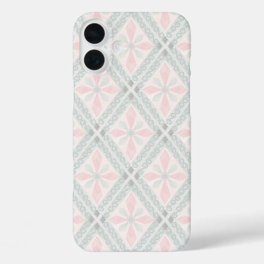 グリーンとピンクのパステル ダイヤモンド柄 Case-Mate iPhoneケース (裏面)
