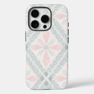 グリーンとピンクのパステル ダイヤモンド柄 iPhone 16 PROケース