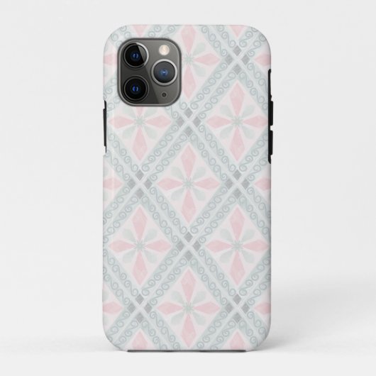 グリーンとピンクのパステル ダイヤモンド柄 Case-Mate iPhoneケース (裏面)