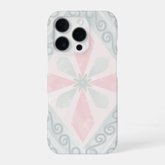 グリーンとピンクのパステル ダイヤモンド柄 iPhoneケース (裏面)