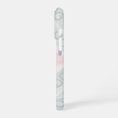 グリーンとピンクのパステル ダイヤモンド柄 iPhoneケース (左側面)
