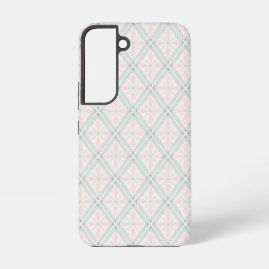 グリーンとピンクのパステル ダイヤモンド柄 SAMSUNG GALAXYケース (裏面)