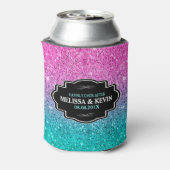 グリーンとピンクのフェイクグリッターカスタム文字 缶クーラー (缶裏面)