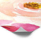 グリーンとピンクのフラワーブライダルシャワー ポスター (角)