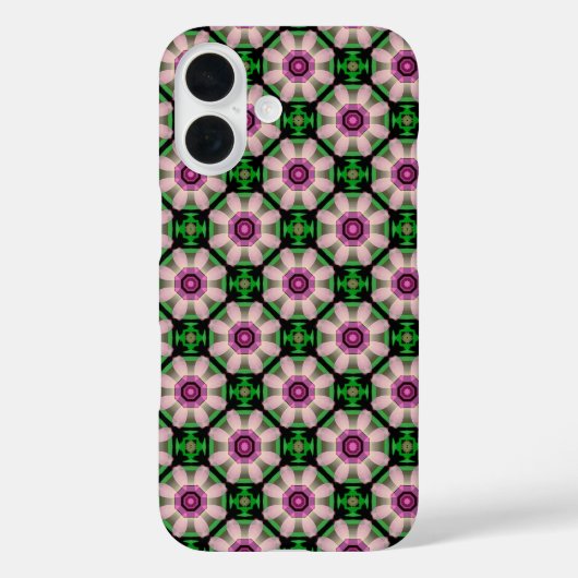 グリーンとピンクのミニ幾何学フラワー Case-Mate iPhoneケース (裏面)