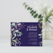 グリーンとピンクのモダンウェディング インビテーションポストカード (スタンド正面)