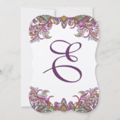 グリーンとピンクのヤロー結婚式招待状 招待状 (裏面)