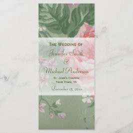 グリーンとピンクのローズのための結婚結婚式 プログラム