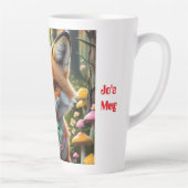 グリーンとピンクの弓を持つ可愛いキツネ カフェラテマグ (右)