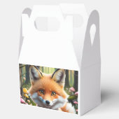 グリーンとピンクの弓を持つ可愛いキツネ フェイバーボックス (オープン)