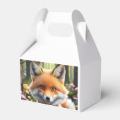 グリーンとピンクの弓を持つ可愛いキツネ フェイバーボックス (正面サイド)