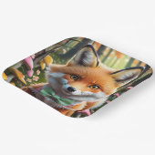 グリーンとピンクの弓を持つ可愛いキツネ ペーパープレート (傾斜あり)