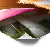 グリーンとピンクの弓を持つ可愛いキツネ ポスター (コーナー)