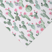 グリーンとピンクの水彩サボテン 薄葉紙 (詳細)