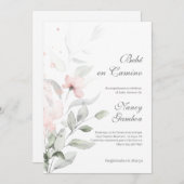 グリーンとピンクの花のベビーシャワー招待状 招待状 (正面/裏面)