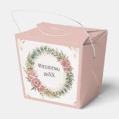 グリーンとピンクの花のロマンティックな結婚式 フェイバーボックス (裏面サイド)