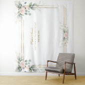 グリーンとピンクの花の装飾 Baptism 1歳の誕生日 タペストリー (インサイチュ)