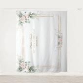 グリーンとピンクの花の装飾 Baptism 1歳の誕生日 タペストリー (正面)