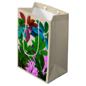 グリーンとピンクの葉抱き枕 ミディアムペーパーバッグ (裏面アングル)