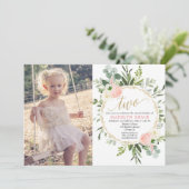 グリーンとピンクゴールドのエレガントな女の子の2歳の誕生日写真 招待状 (スタンド正面)
