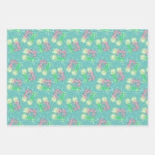 グリーンとピンク13誕生日ラッピング紙 ラッピングペーパーシート (正面)