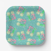 グリーンとピンク13誕生日 ペーパープレート (正面)