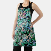 グリーンとピーチの花柄 エプロン (インサイチュ)