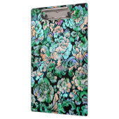 グリーンとピーチの花柄 クリップボード (左)