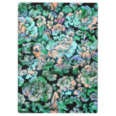 グリーンとピーチの花柄 クリップボード (裏面)