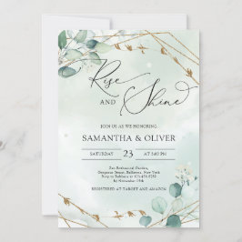 グリーンとフェイクゴールドフレーム ライズアンドシャイン 招待状