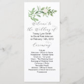 グリーンとブッシュの花のウェディングプログラム プログラム (正面)