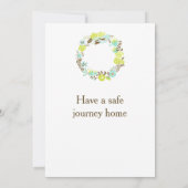 グリーンとブラウンのフローラリースブライダルシャワー サンキューカード (裏面)