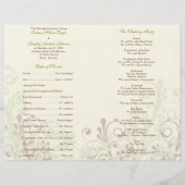 グリーンとブラウンの抽象芸術フローラ結婚式 プログラム (裏面)