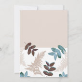 グリーンとブラウンの葉のクリーム・エクルー色のウェディング 招待状 (裏面)