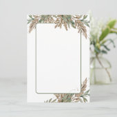 グリーンとブラウンの葉のシンプルな結婚式招待状 招待状 (スタンド正面)