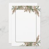 グリーンとブラウンの葉のシンプルな結婚式招待状 招待状 (正面/裏面)