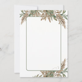 グリーンとブラウンの葉のシンプルな結婚式招待状 招待状