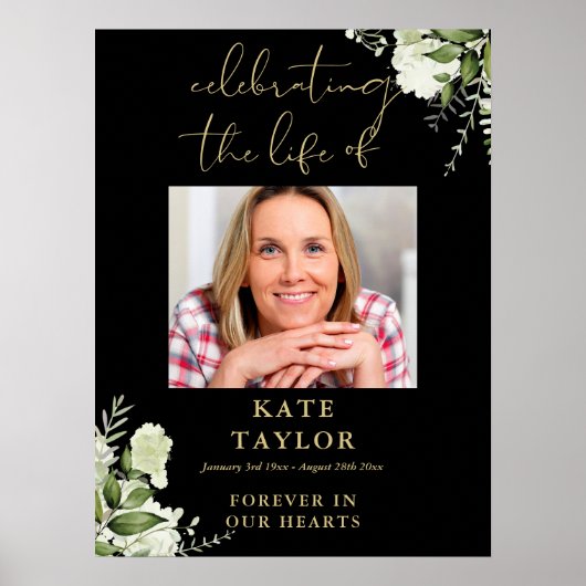 グリーンとブラックとゴールドのお別れの人生の写真 ポスター (正面)