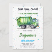 グリーンとブラックのゴミ・トラック 招待状 (正面)