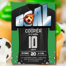 グリーンとブラックのサッカーユニフォーム 誕生日パーティー 