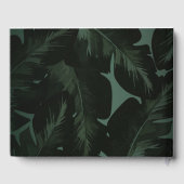 グリーンとブラックのシックなトロピカ葉ル結婚ズ ゲストブック (裏面)