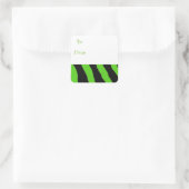 グリーンとブラックのストライプギフトラベル スクエアシール (バッグ)